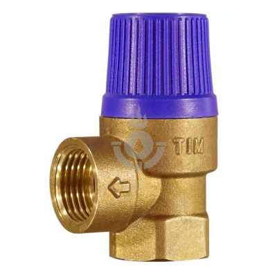 Клапан предохранительный мембранный, TIM, ВР(F), 3/4"х1", 8 атм, синий, латунь[10/60]