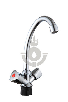 Смеситель для кухни AQUATTRO Q01-1550 двуруч,выс изл12 см,гайк,руч пласт,б/подвод [2/20]
