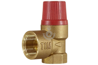 Клапан предохранительный мембранный, TIM, ВР(F), 1/2", 6 атм, красный, латунь[10/60]