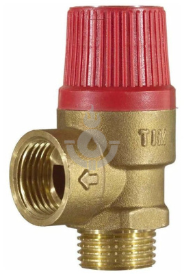 Клапан предохранительный мембранный, TIM, ВР(F)хНР(M), 1/2", 3 атм, красный, латунь[10/60]